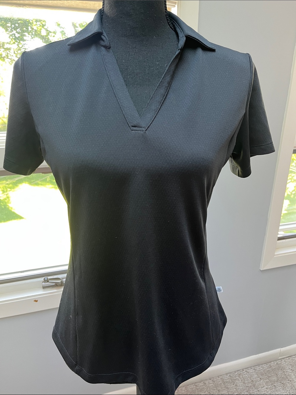 Lady Hagen Black Short-Sleeve V-Neck Polo Tee